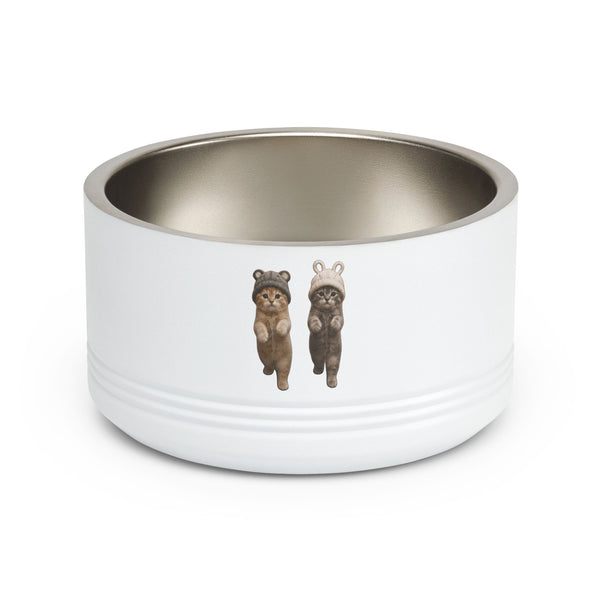 Cute Kittens in Hats Stainless Steel  Pet Bowl  18oz