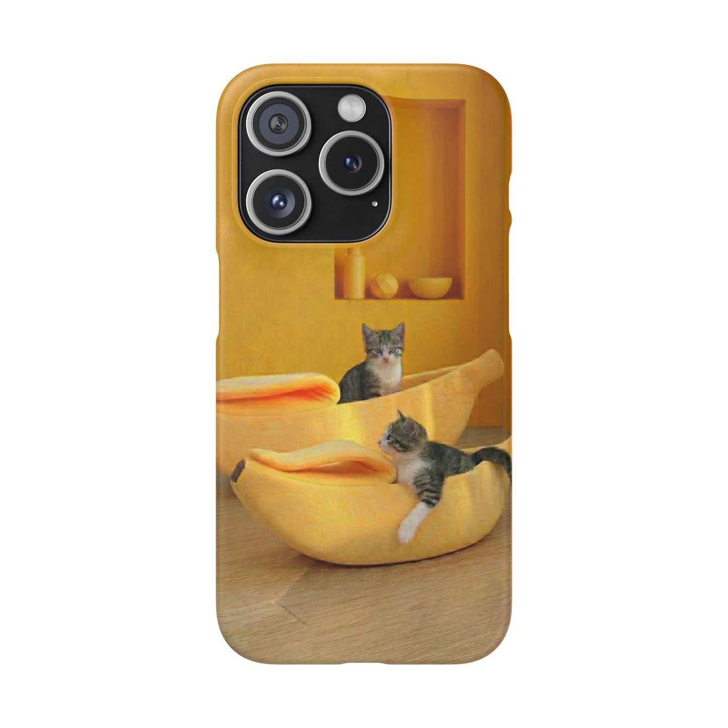 Cat Cozy Phone Case – Cute Kittens in Yellow Living Room Snap Case