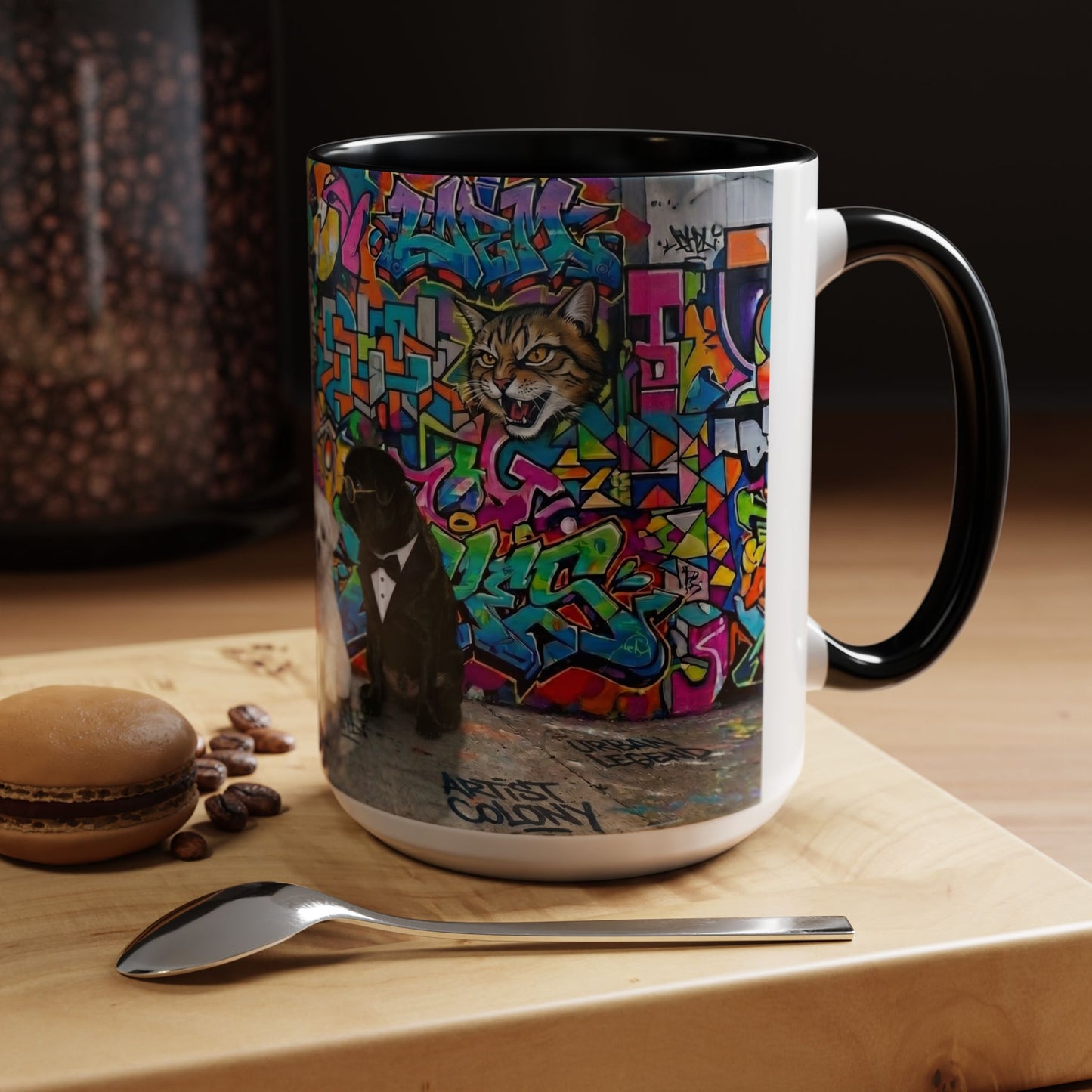 Graffiti Pets Coffee Mug — Colorful Street Art Dog & Cat Accent Mug (11/15oz)