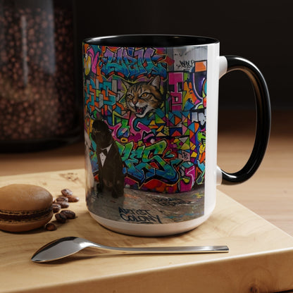 Graffiti Pets Coffee Mug — Colorful Street Art Dog & Cat Accent Mug (11/15oz)