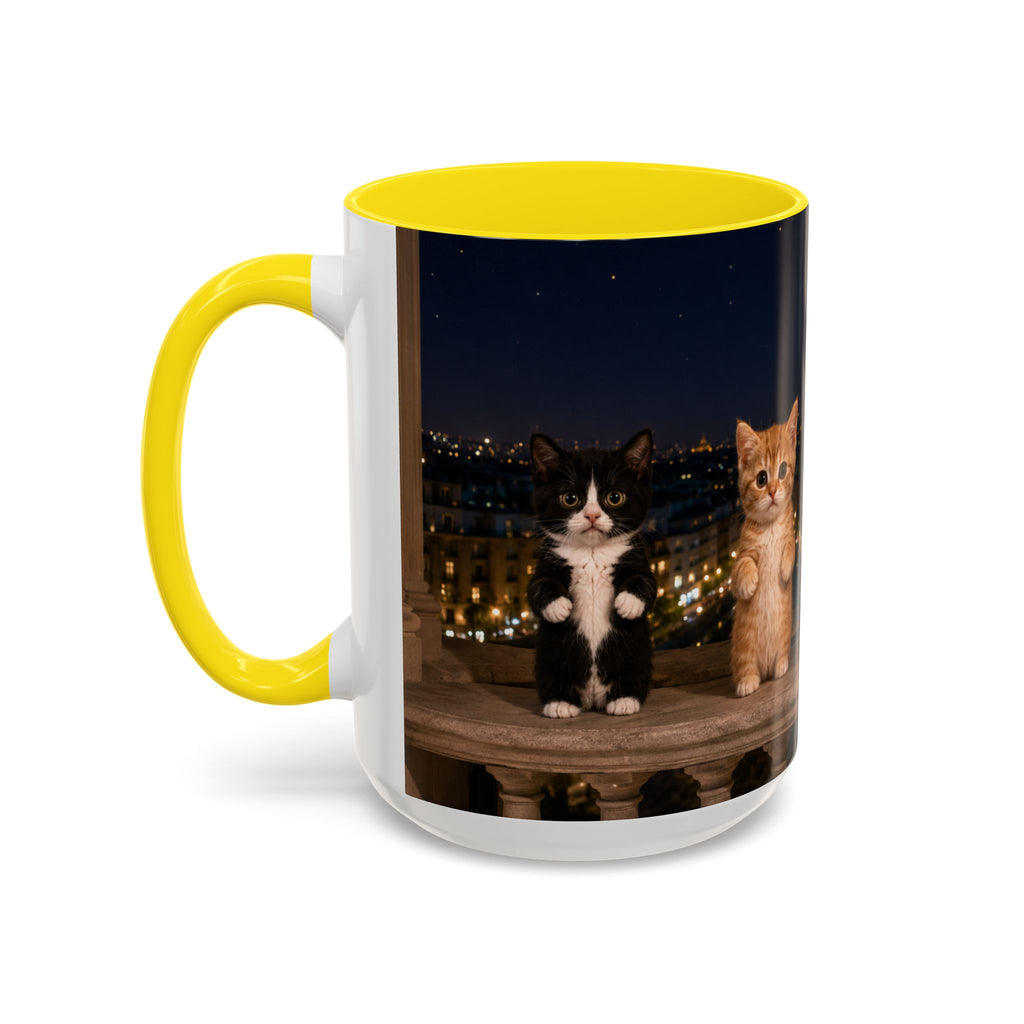 Paris Kittens Coffee Mug — Cute Cat Nightscape Accent Mug (11/15 oz)