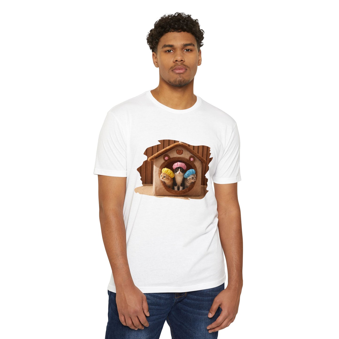 Cute Birdhouse T-Shirt — Three Cartoon Birds in Nest