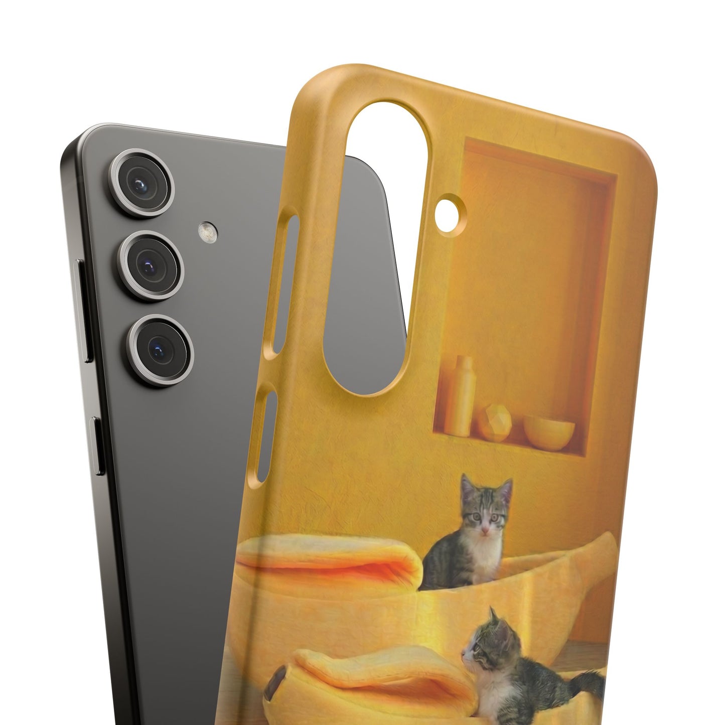 Cat Cozy Phone Case – Cute Kittens in Yellow Living Room Snap Case