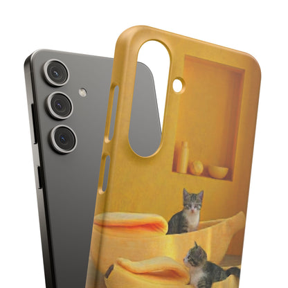 Cat Cozy Phone Case – Cute Kittens in Yellow Living Room Snap Case