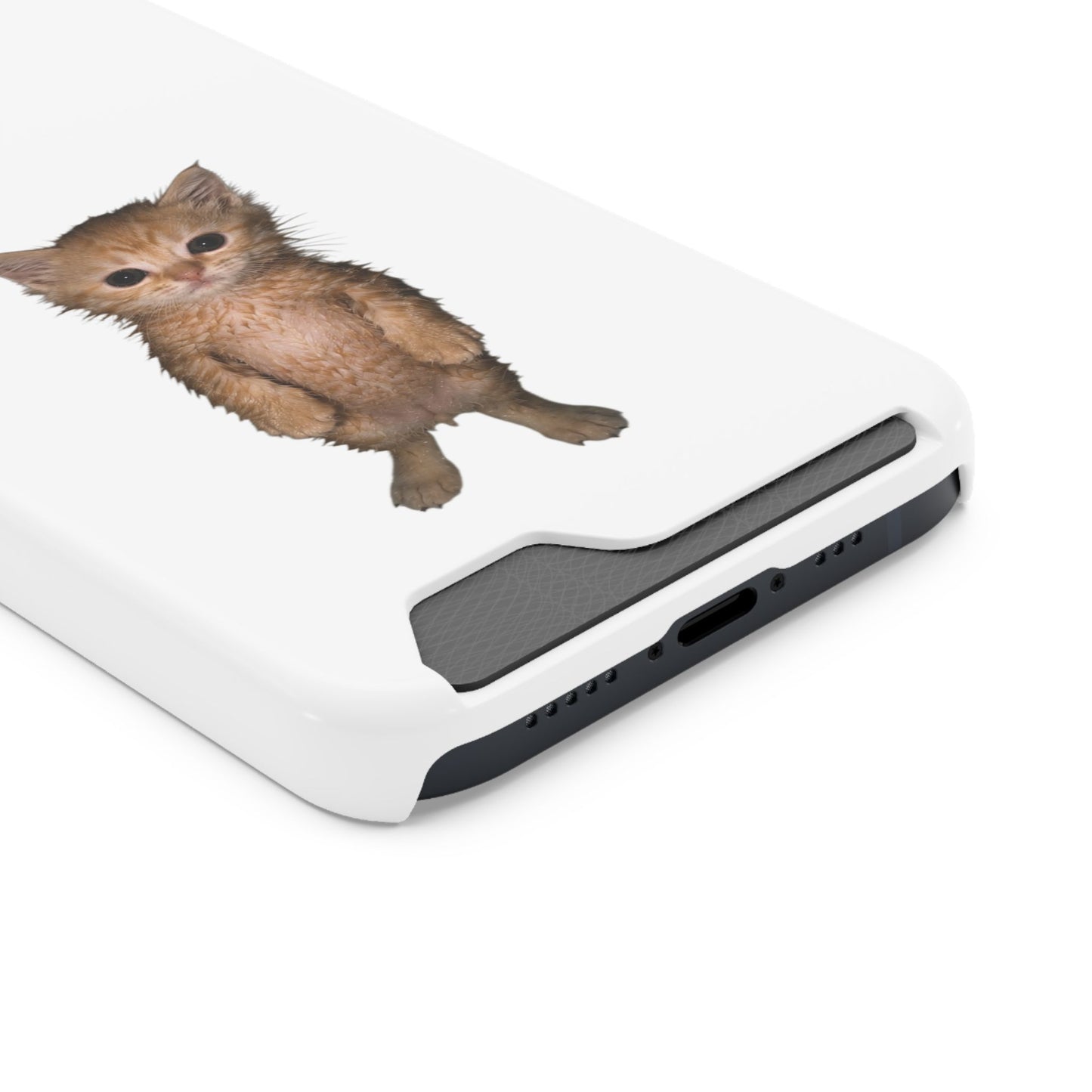 Cute Standing Kitten Phone Case with Card Holder