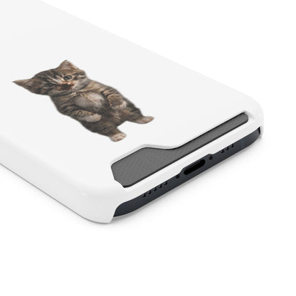Cute Standing Kitten Phone Case with Card Holder