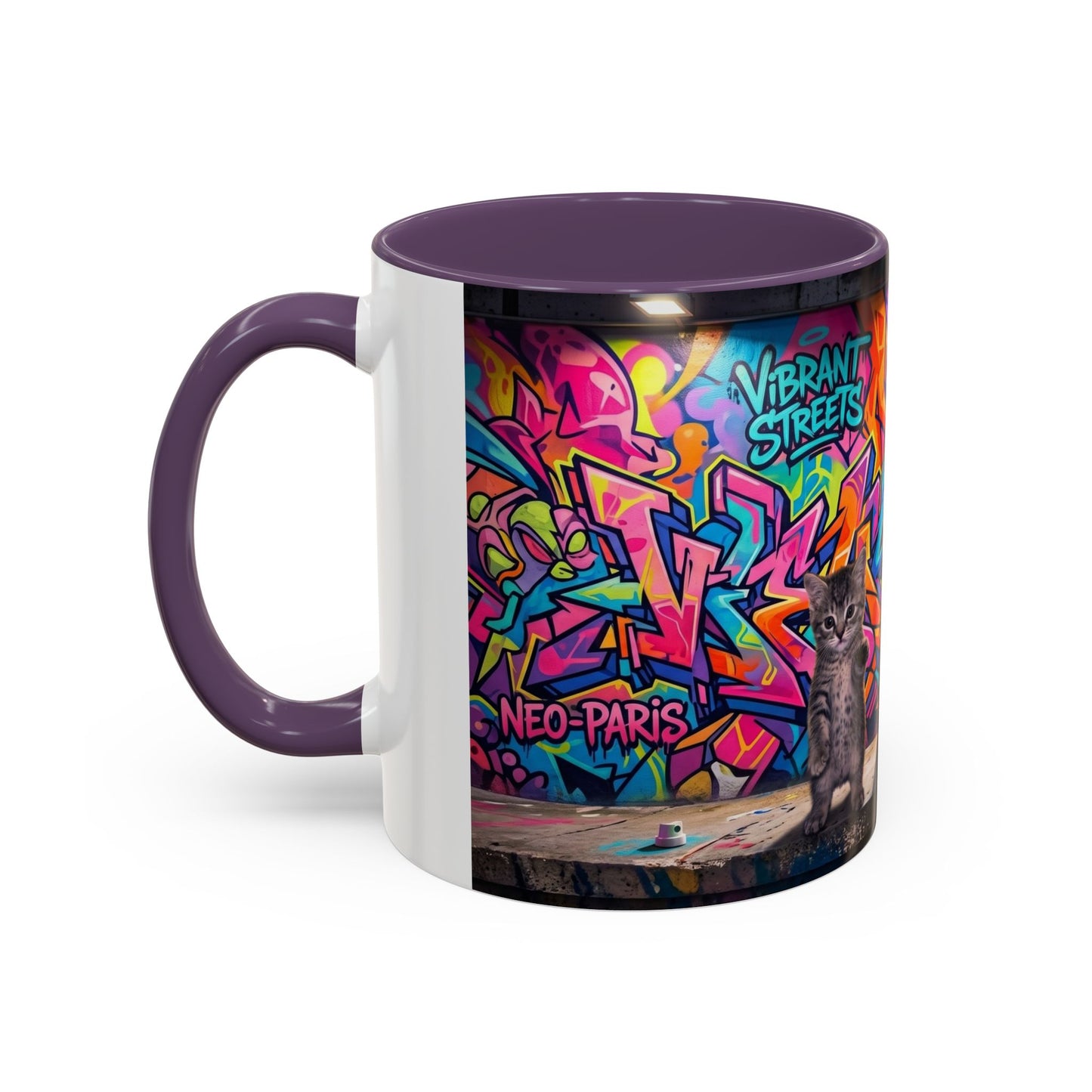 Street Kitties Graffiti Coffee Mug — Colorful Cat Art Accent Mug (11/15oz)