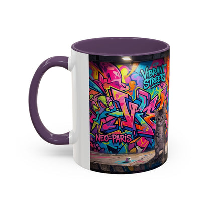 Street Kitties Graffiti Coffee Mug — Colorful Cat Art Accent Mug (11/15oz)