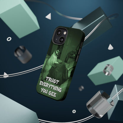 Phone Case 'Trust Everything You See' Green Dog Photo Magnetic Impact-Resistant Case