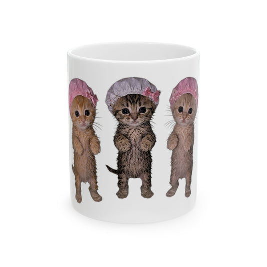 Cute Kittens  Bonnet Trio Ceramic Mug (11oz, 15oz)