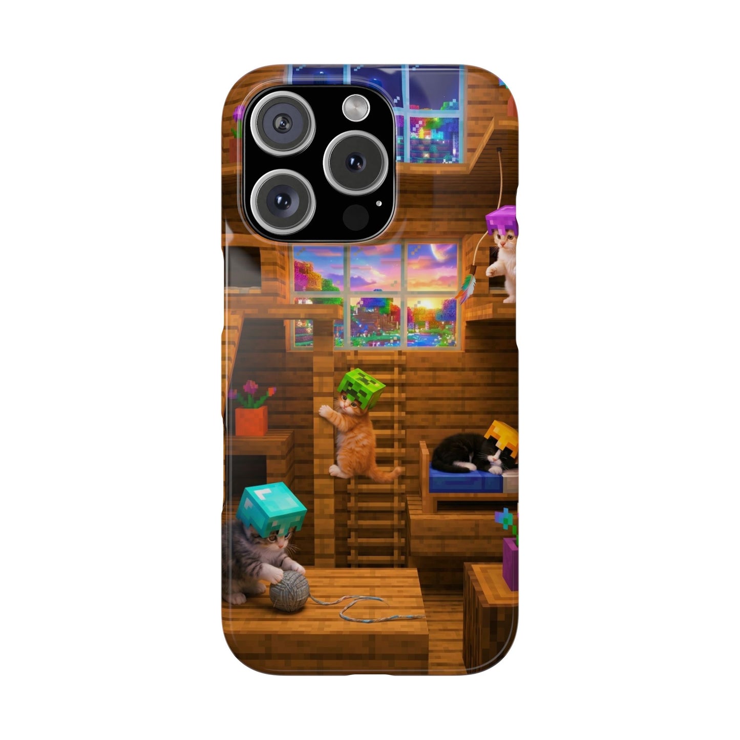 Minecraft Cozy Treehouse Slim Phone Case — Gamer Pixel Cabin Design