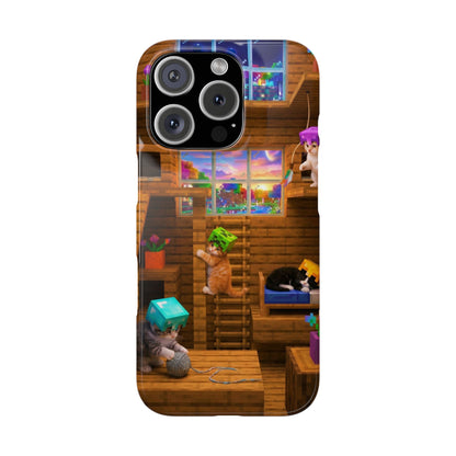 Minecraft Cozy Treehouse Slim Phone Case — Gamer Pixel Cabin Design