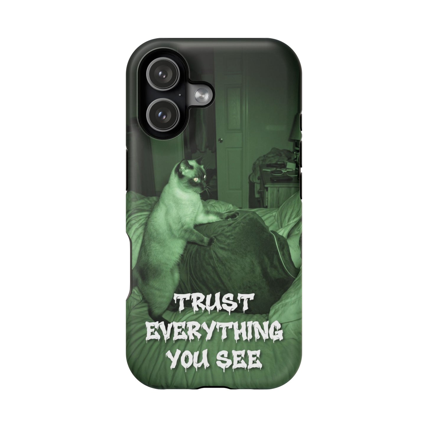 Phone Case 'Trust Everything You See' Green Dog Photo Magnetic Impact-Resistant Case