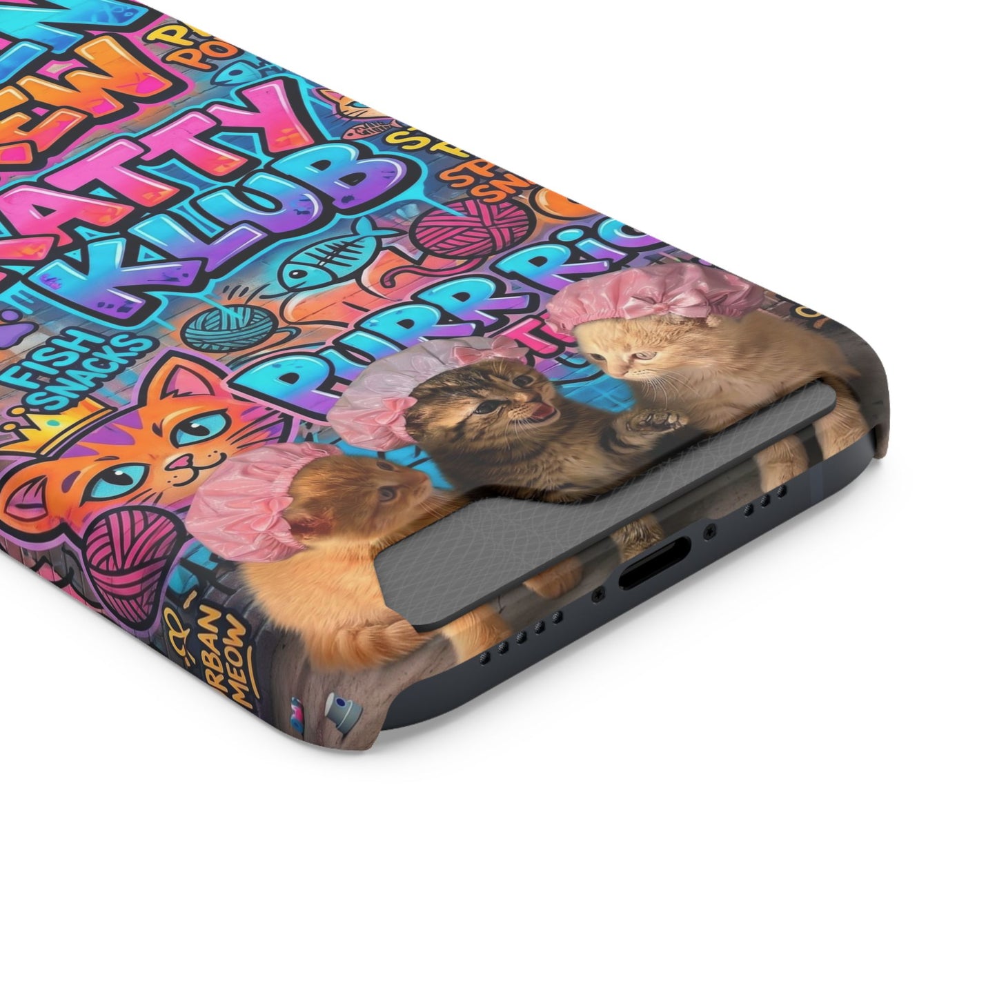Cat Crew Katty Klub Phone Card Case — Cute Graffiti Kitten Wallet Phone Case