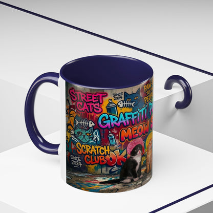 Graffiti Meow Squad Accent Coffee Mug — Cute Kittens ‘Purr-ject’ Street Art Design (11/15oz)