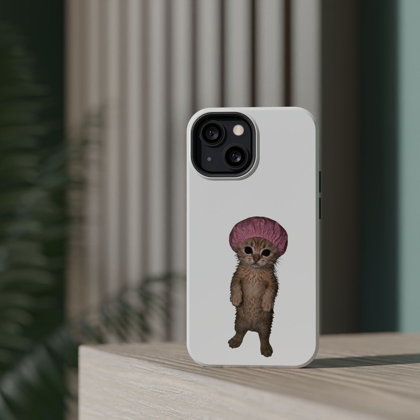 Cute Kitten in Shower Cap  Magnetic Impact-Resistant