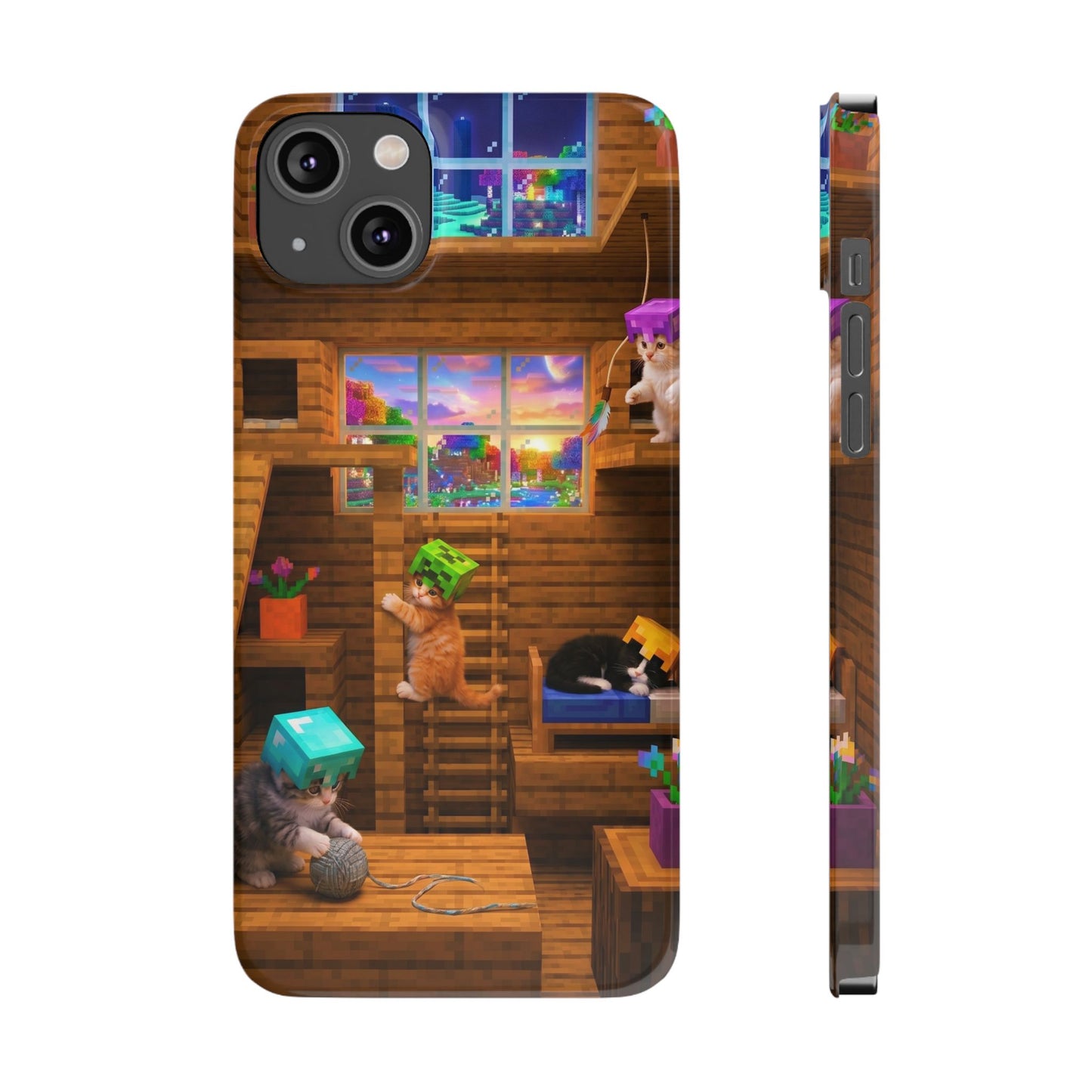 Minecraft Cozy Treehouse Slim Phone Case — Gamer Pixel Cabin Design