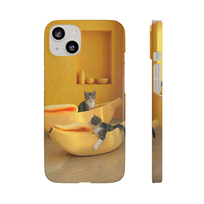 Cat Cozy Phone Case – Cute Kittens in Yellow Living Room Snap Case