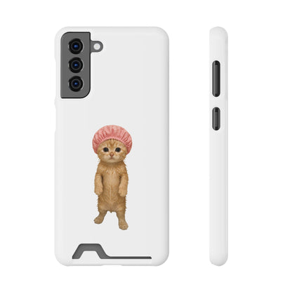 Cute Cat Shower Cap Phone Card Case