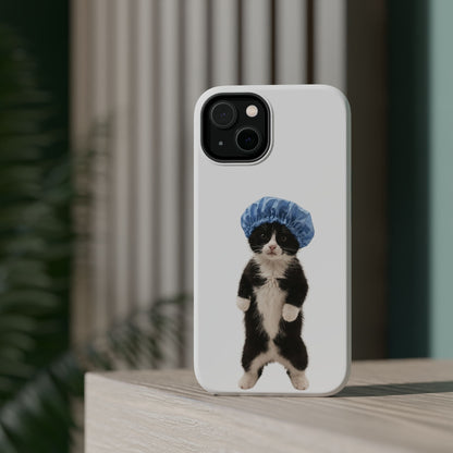 Cute Cat in Shower Cap Magnetic Impact-Resistant Phone Case