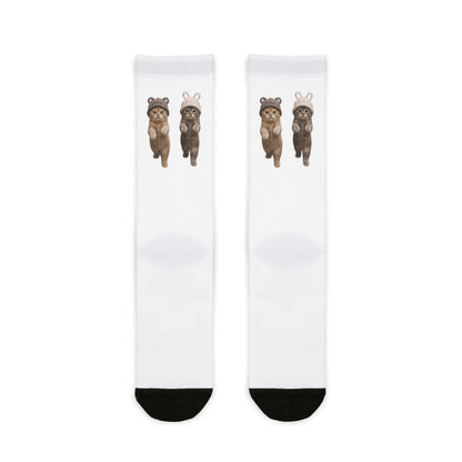 Cute Kittens in Hats Sublimation Crew Socks