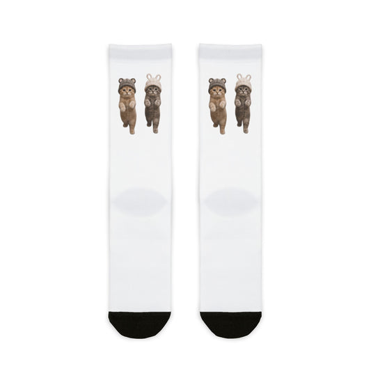 Cute Kittens in Hats Sublimation Crew Socks