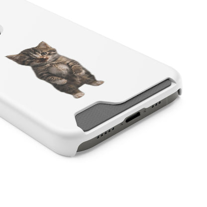 Cute Standing Kitten Phone Case with Card Holder