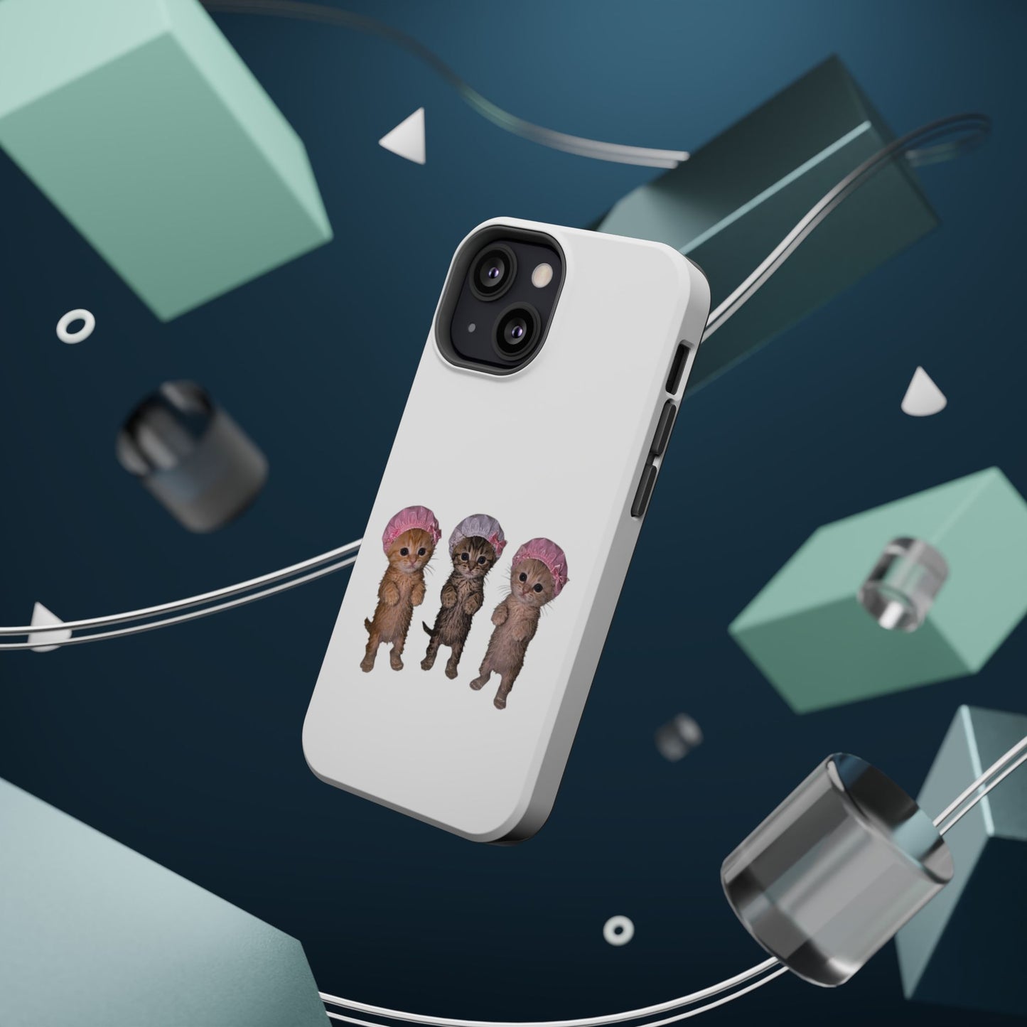 Cute Standing Kittens with Shower Caps  Phone Case
