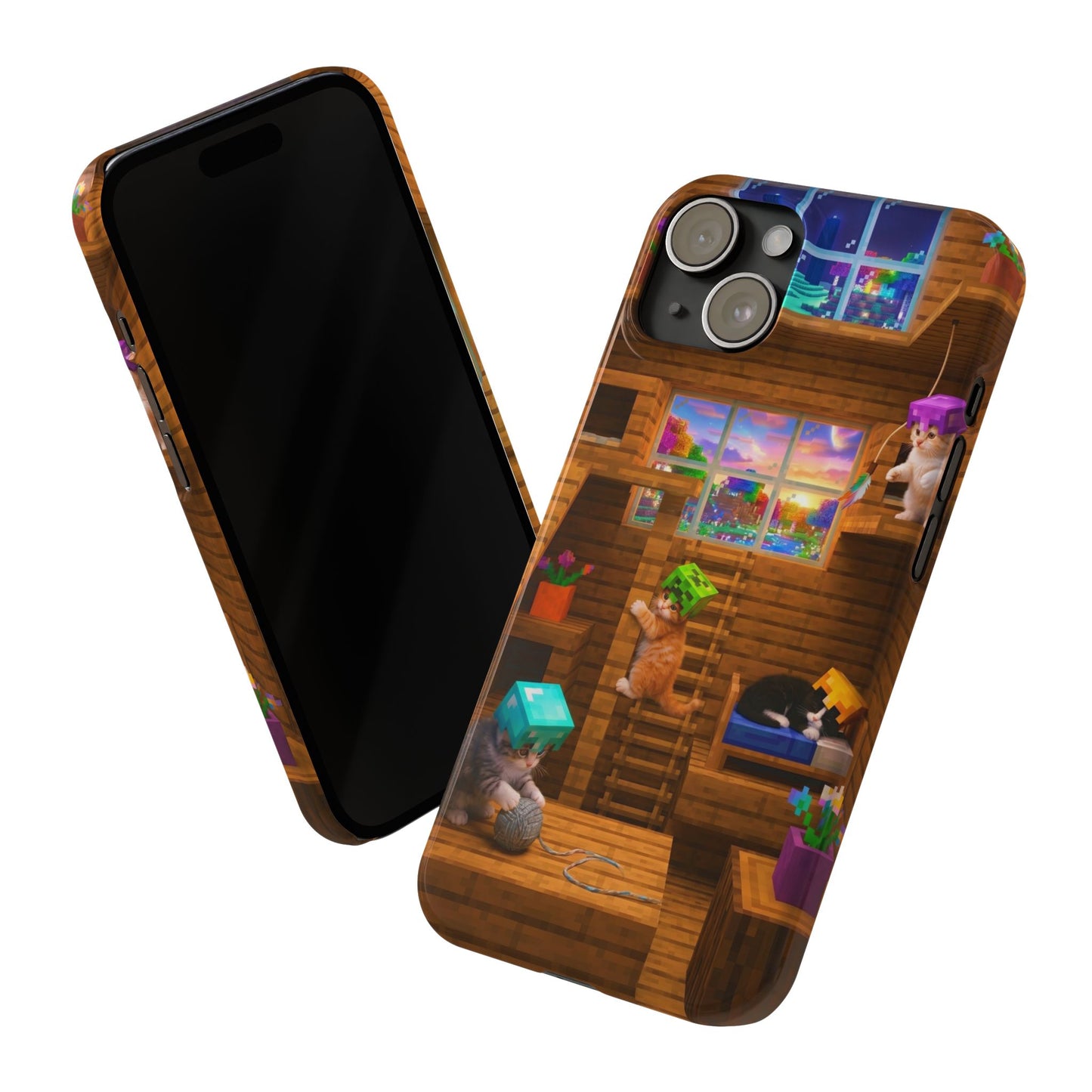Minecraft Cozy Treehouse Slim Phone Case — Gamer Pixel Cabin Design