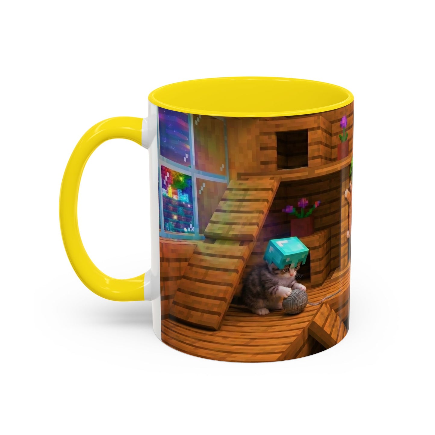 Cozy Cat Tree Accent Coffee Mug — Cute Kitten Window Scene (11/15 oz)
