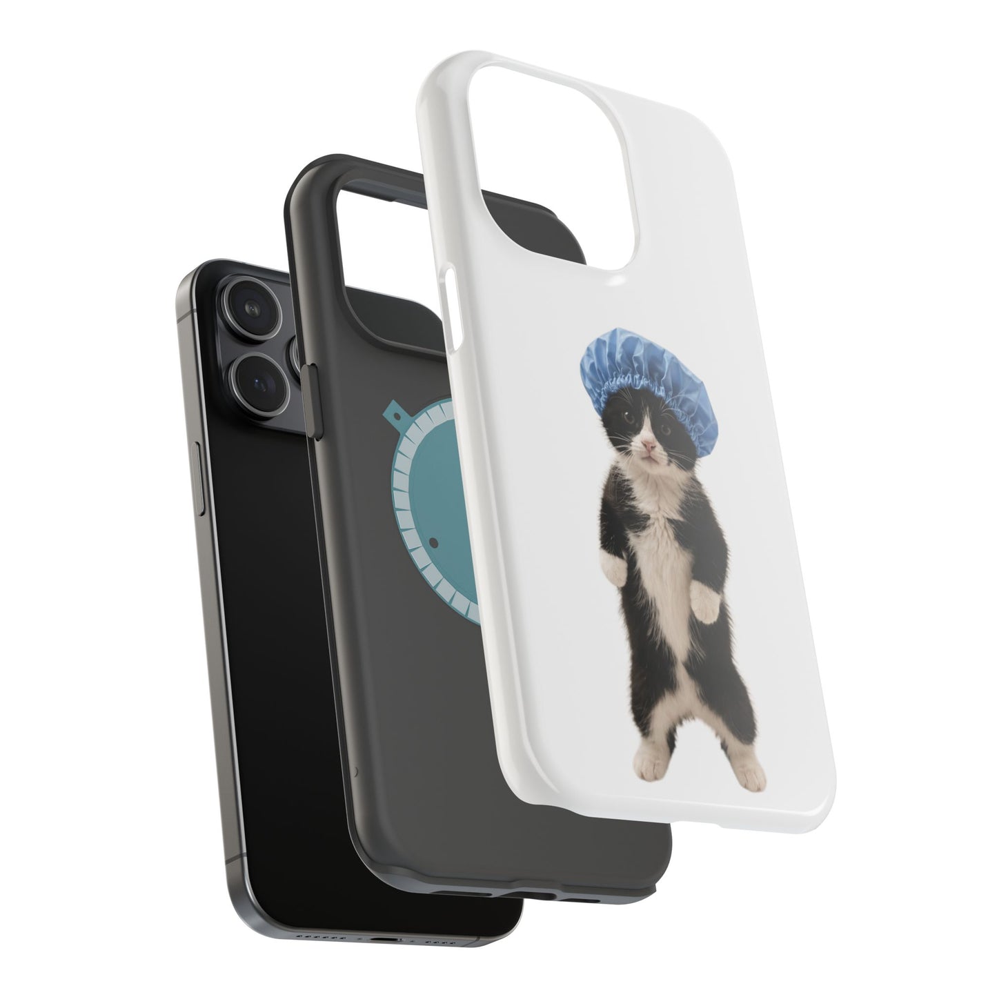 Cute Cat in Shower Cap Magnetic Impact-Resistant Phone Case