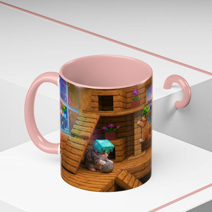 Cozy Cat Tree Accent Coffee Mug — Cute Kitten Window Scene (11/15 oz)
