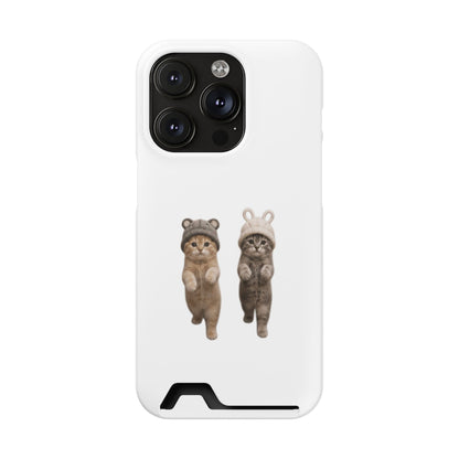 Kawaii Cats with Bear & Bunny  Cute Cat Duo Phone Card Case