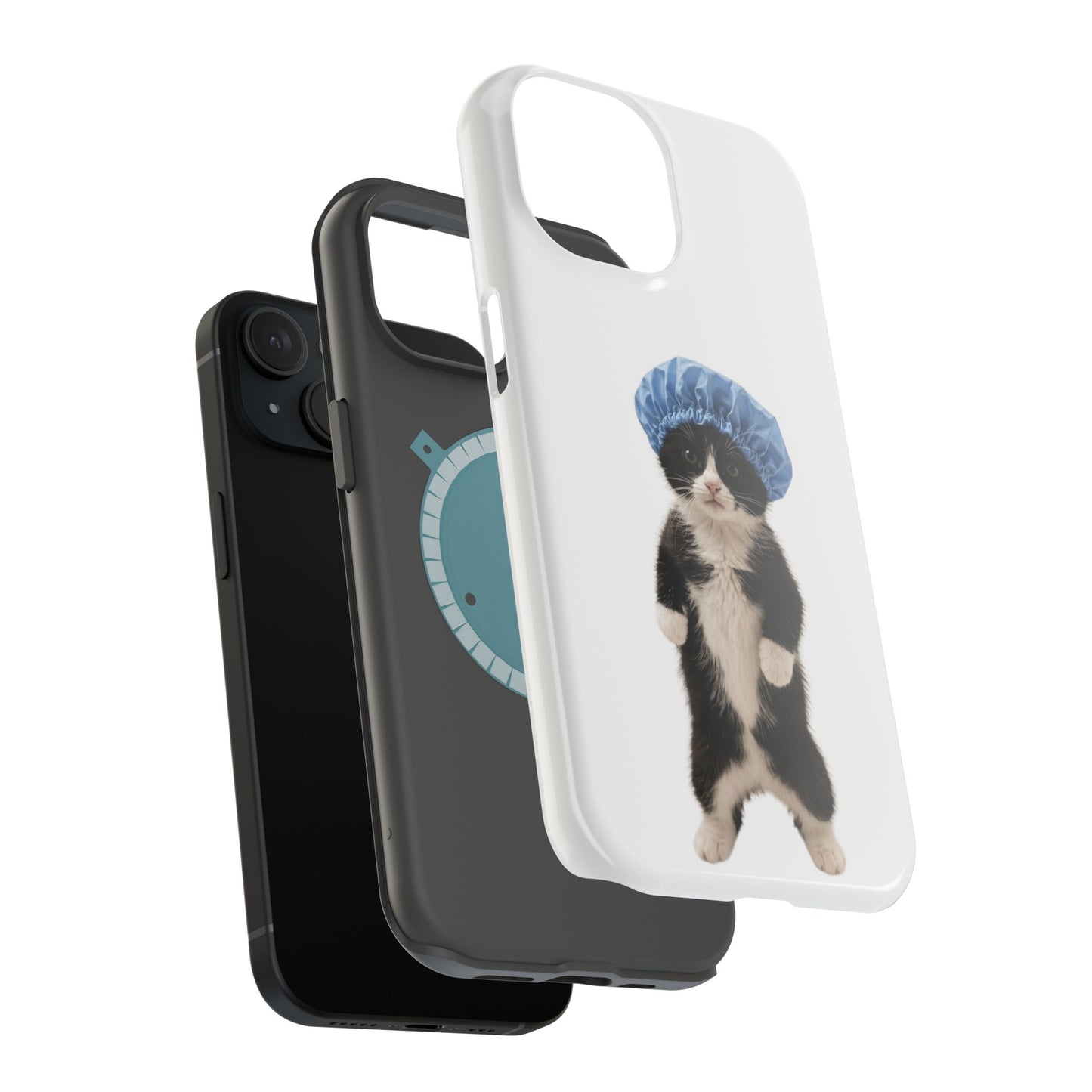 Cute Cat in Shower Cap Magnetic Impact-Resistant Phone Case