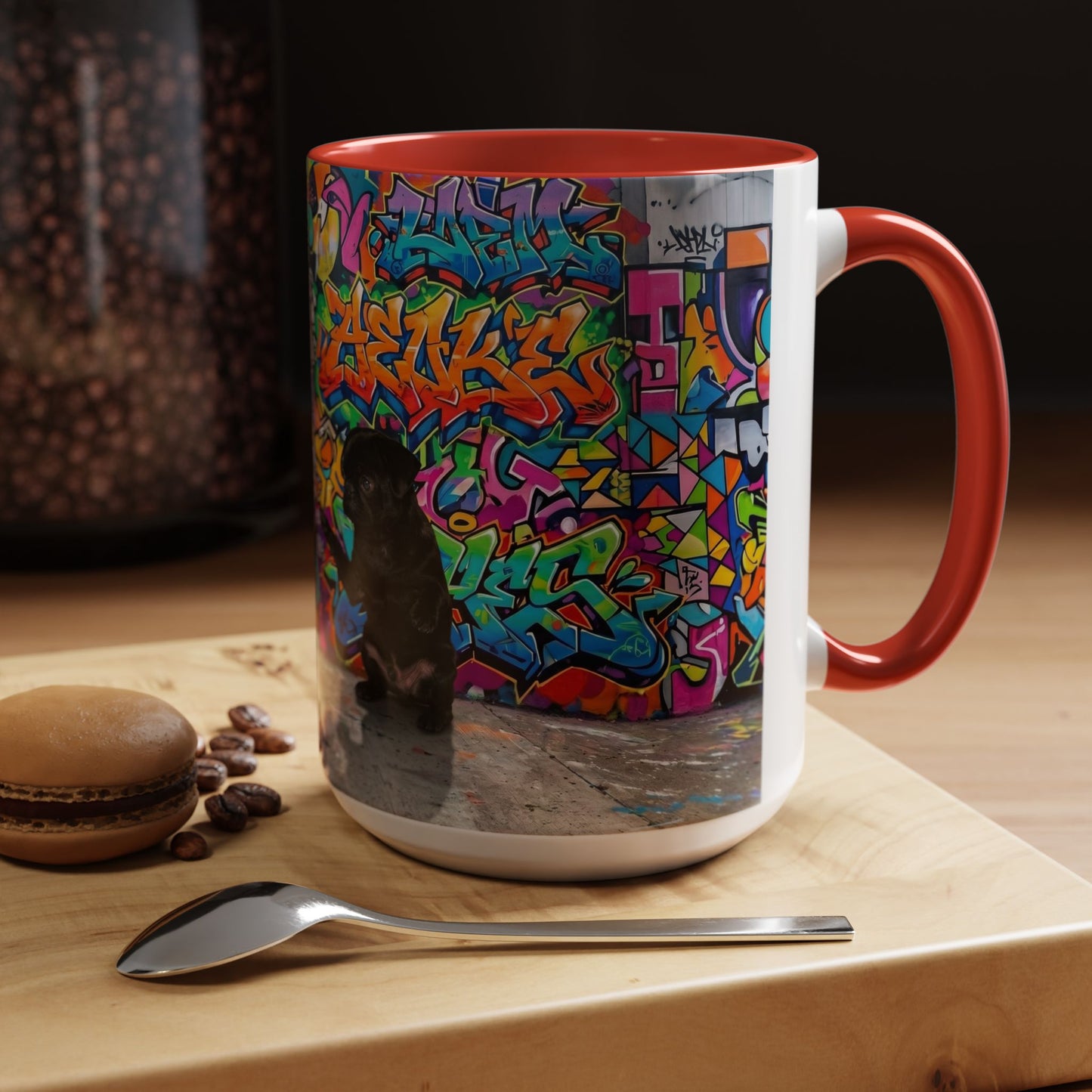 Graffiti Pug Coffee Mug — Colorful Street Art Accent Mug (11/15oz)