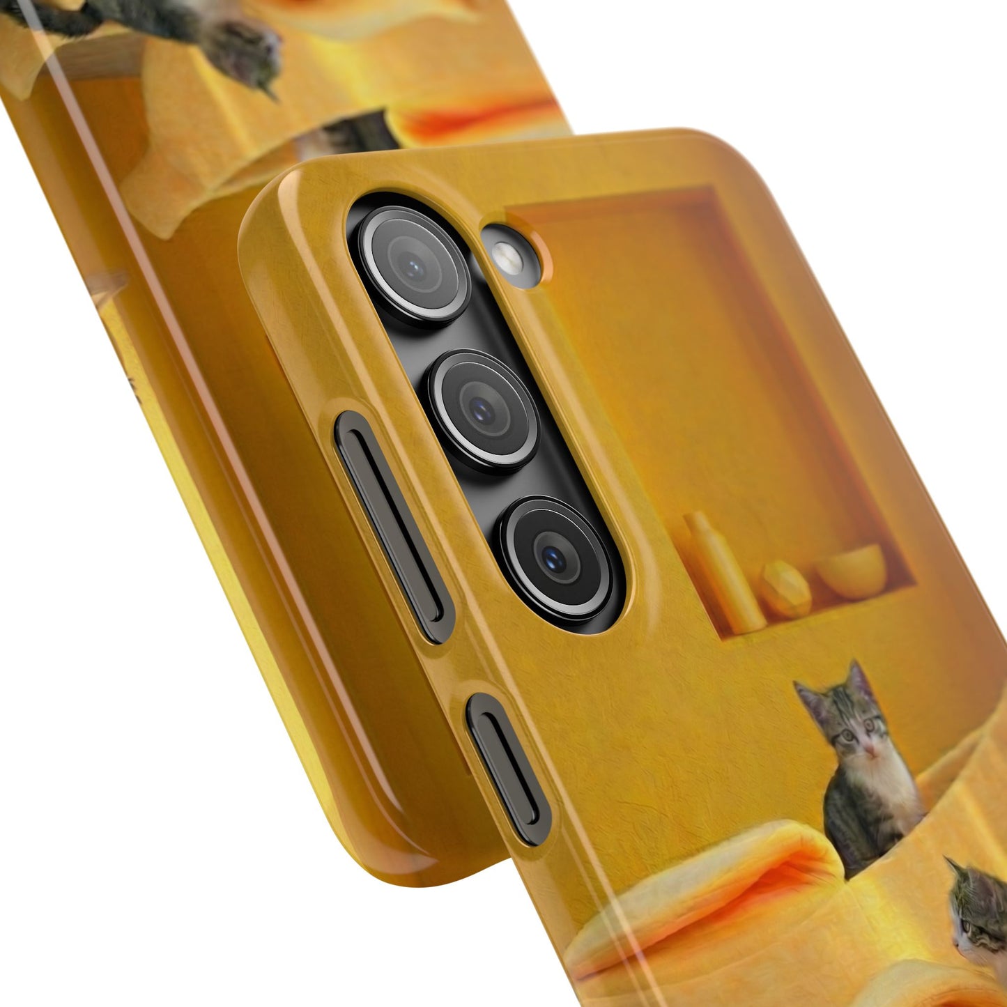 Cat Cozy Phone Case – Cute Kittens in Yellow Living Room Snap Case