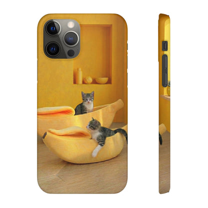 Cat Cozy Phone Case – Cute Kittens in Yellow Living Room Snap Case