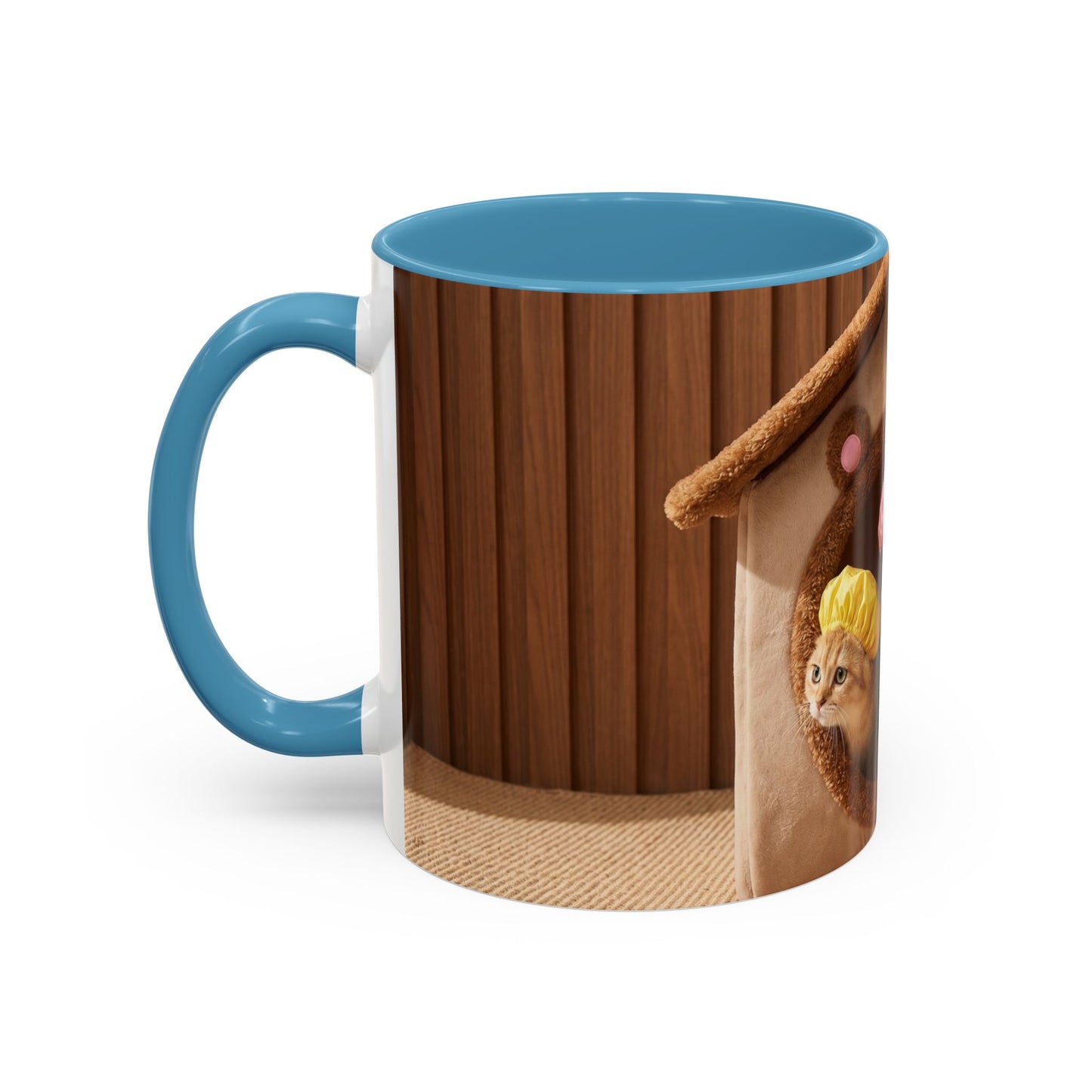 Cute Kittens in Shower Caps Accent Coffee Mug — Pink Interior 11/15oz