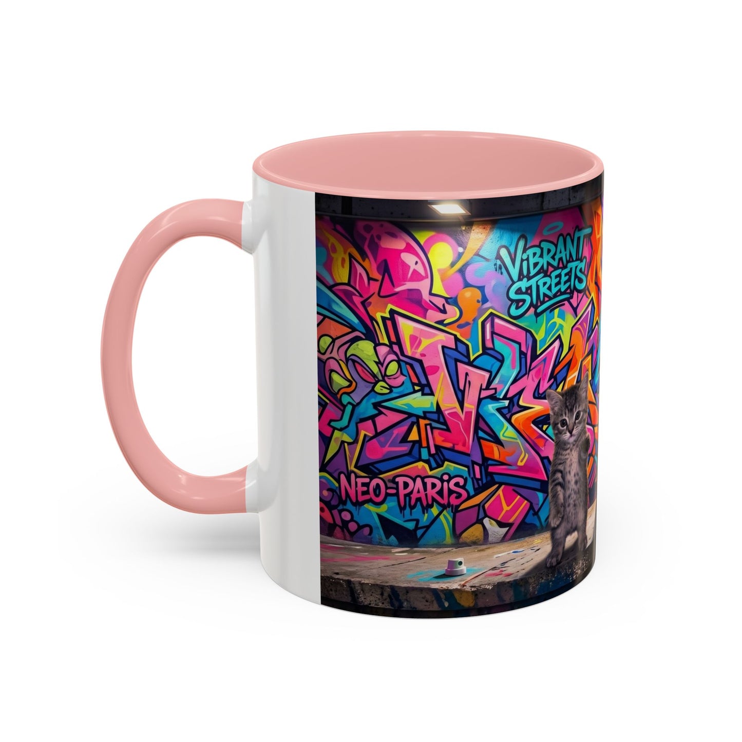 Street Kitties Graffiti Coffee Mug — Colorful Cat Art Accent Mug (11/15oz)