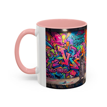 Street Kitties Graffiti Coffee Mug — Colorful Cat Art Accent Mug (11/15oz)