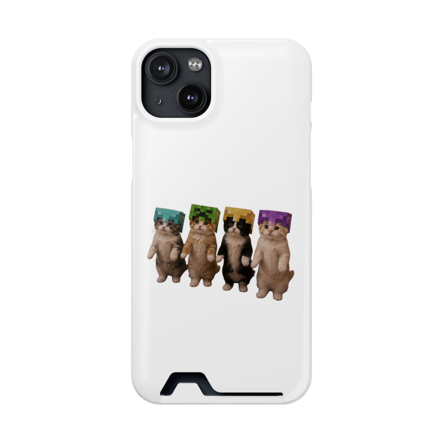 Minecraft Kittens Cat Phone Case with Card Holder