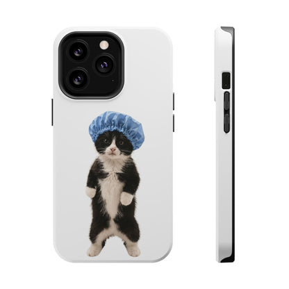 Cute Cat in Shower Cap Magnetic Impact-Resistant Phone Case