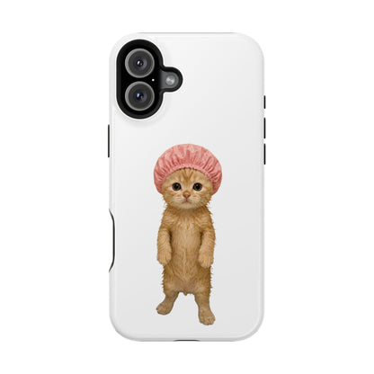 Cute Kitten in Shower Cap Magnetic Impact-Resistant Phone Case