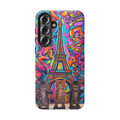 Cat Graffiti Eiffel Phone Case — Colorful Urban Parisian iPhone Cover