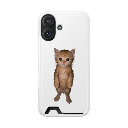 Cute Standing Kitten Phone Case with Card Holder