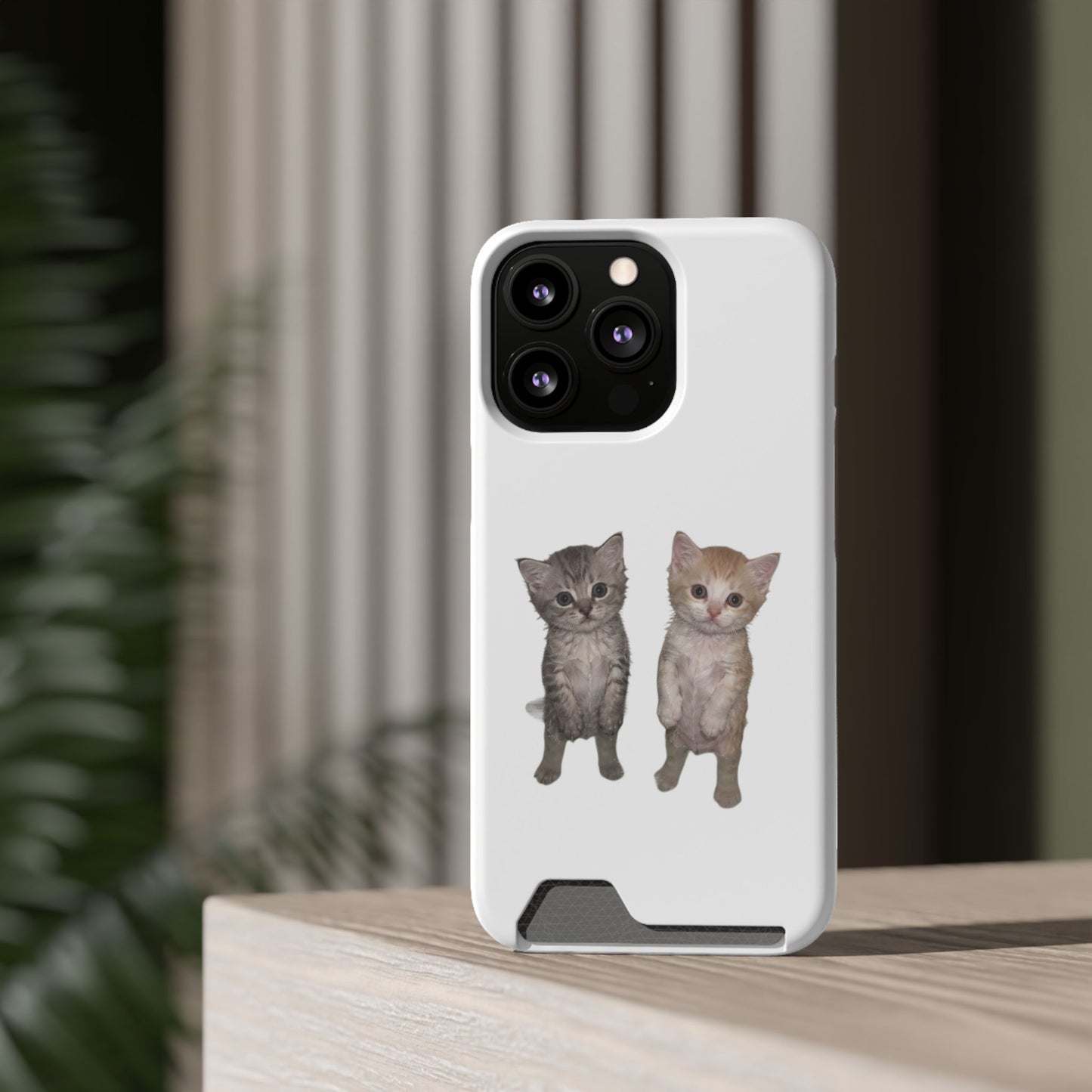 Duo Cute Kitten Phone Case with Card Holder