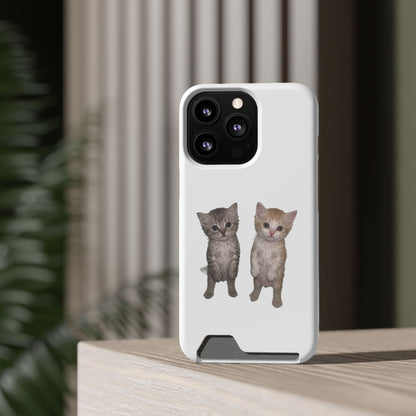 Duo Cute Kitten Phone Case with Card Holder