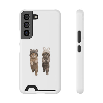 Kawaii Cats with Bear & Bunny  Cute Cat Duo Phone Card Case
