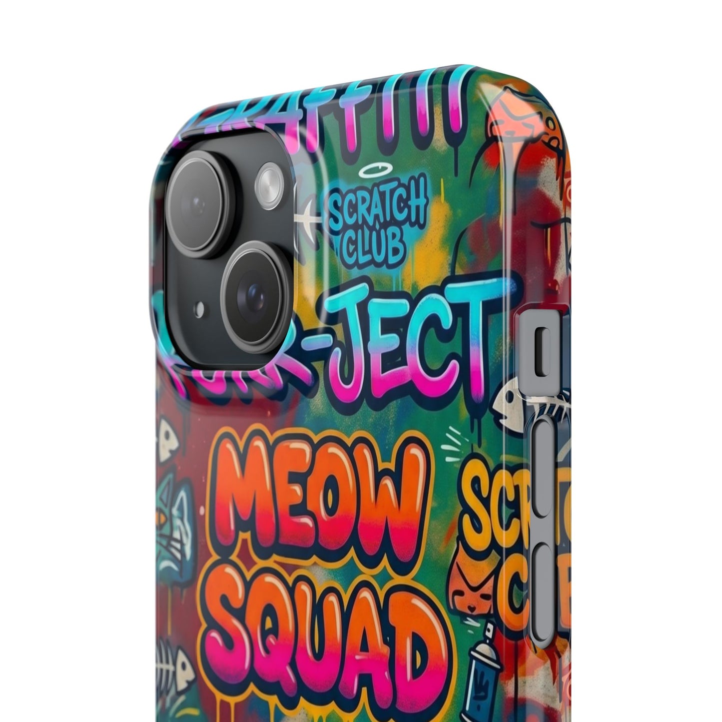 Meow Squad Graffiti Phone Case — Colorful Cat Crew Slim Case