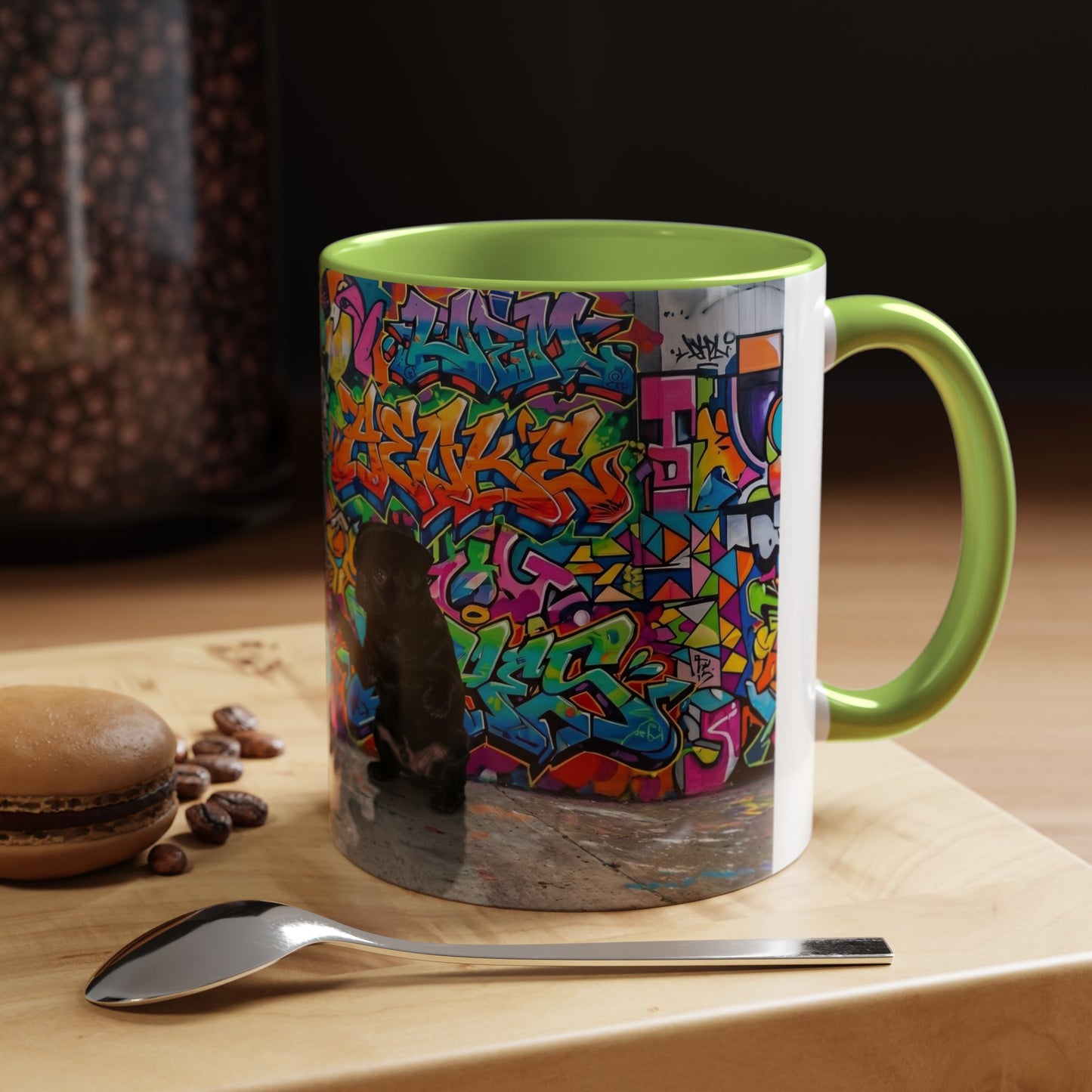 Graffiti Pug Coffee Mug — Colorful Street Art Accent Mug (11/15oz)